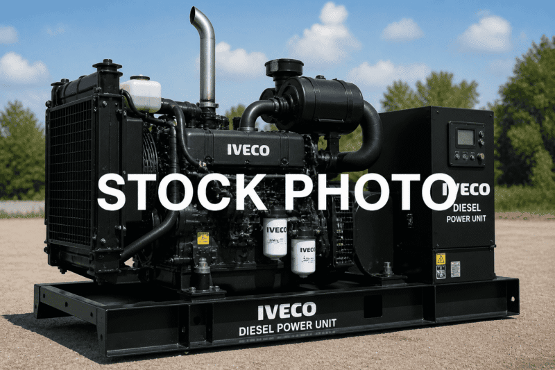 Heavy-duty Iveco diesel power unit with control panel and cooling system. Suitable for industrial and agricultural applicatio.