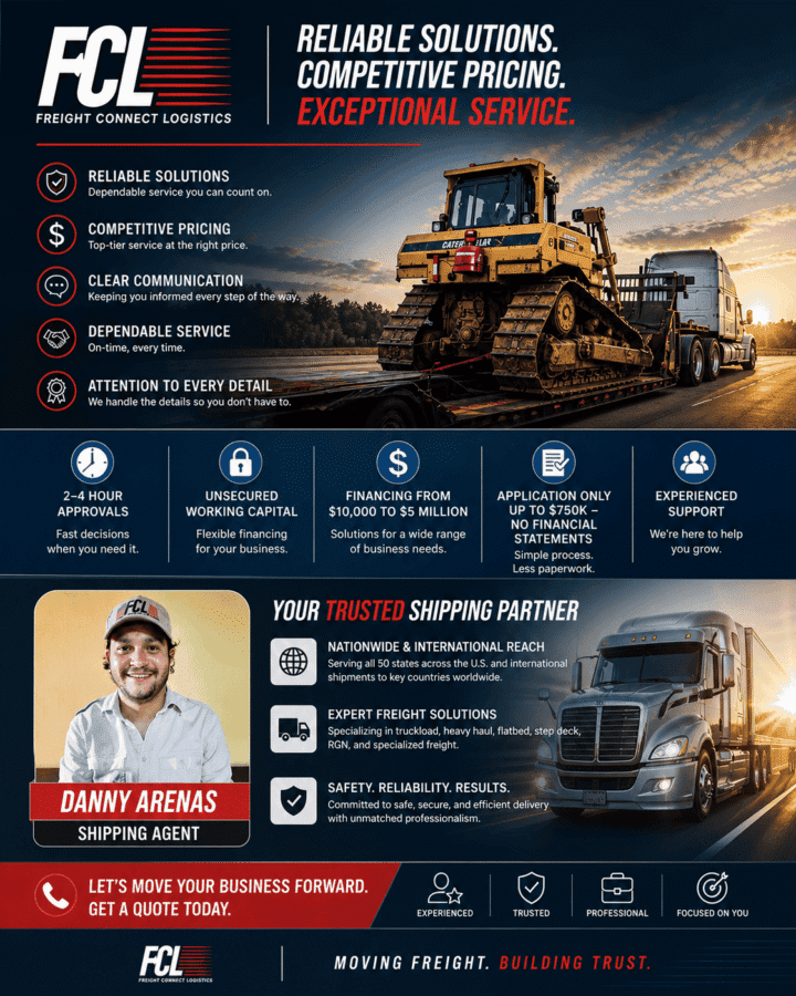 FCL Freight Connect Logistics equipment listing.