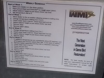 Wildlife Management Technologies Surrogator weekly schedule with maintenance tasks and instructions.