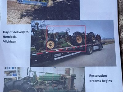 John Deere 70 tractor found in Duson, Louisiana, during restoration process.
