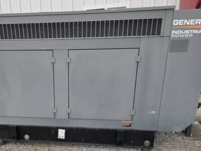 2014 Generac 50 kW propane industrial generator with gray metal enclosure and ventilation grille.