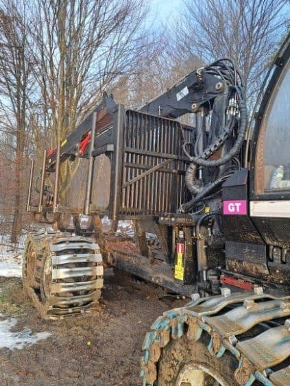 2017 Logset Forwarder with Tracks and Cab 2017 Logset forwarder with enclosed cab and tracked wheels for forestry work.