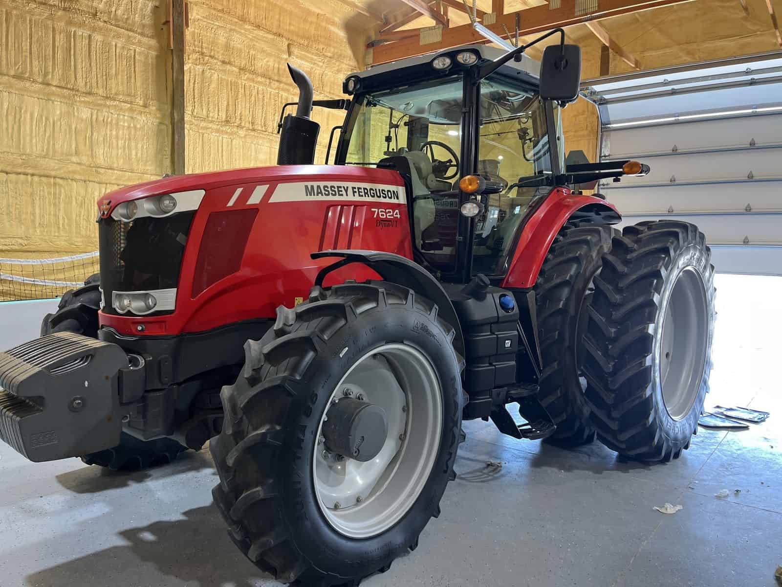 2012 Massey Ferguson 7624 Tractor in Storage 2012 Massey Ferguson 7624 Dyna-VT tractor with rear dual tires for sale in Malad City Idaho